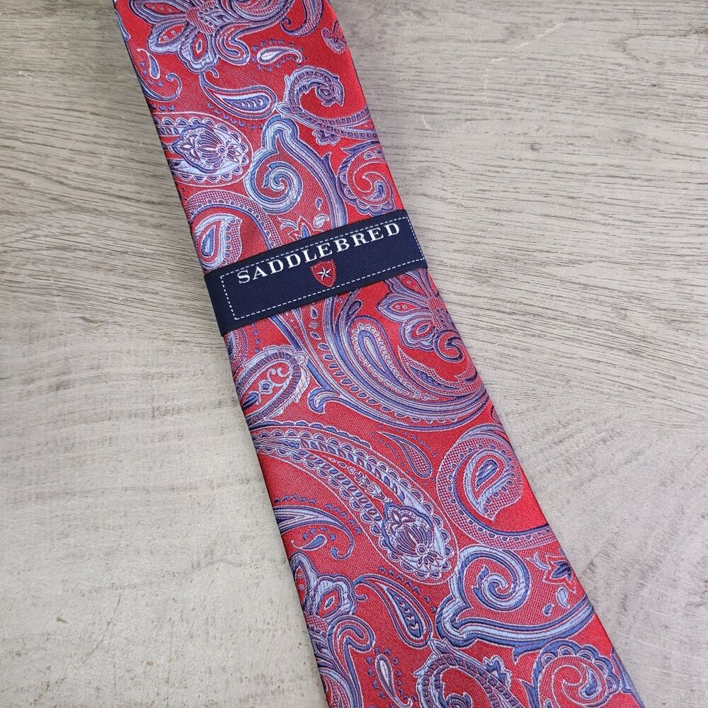 Saddlebred Mens 3" Skinny Necktie Tie Red Paisley NEW NWT
